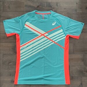 Asics Men's Teal and Coral Rash Guard